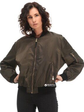 Zara Army Green Full Zip Bomber Jacket